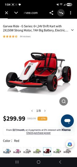 Garvee 24V Go Kart for Kids Pedal Drift Kart with 2x150W