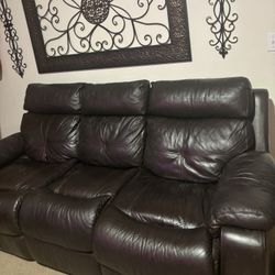Dark Brown Leather Couch 