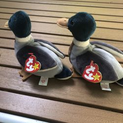 2 RARE Jake The Duck Beanie Babies With Errors
