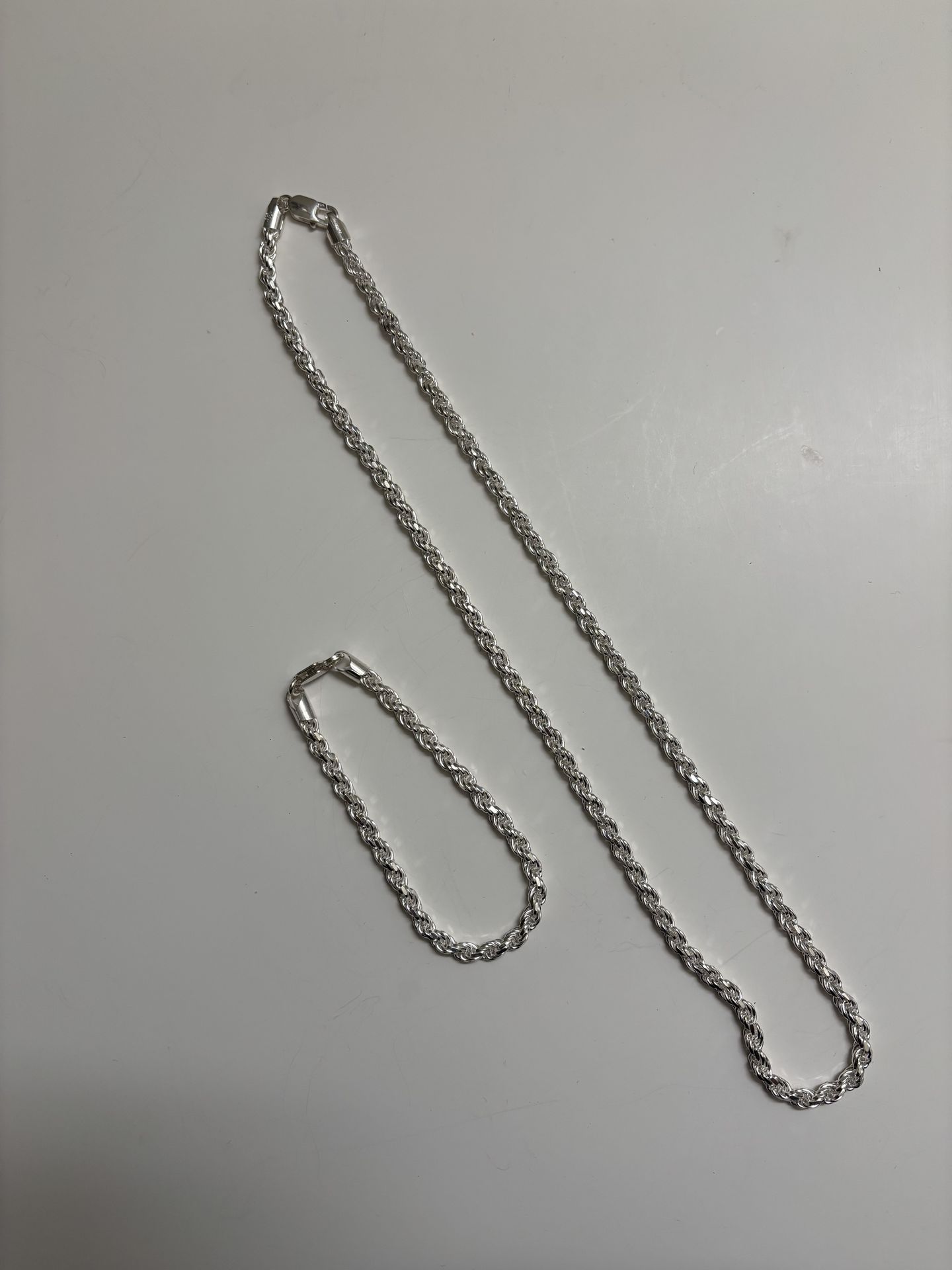 Silver Rope Chain & Bracelet .925 Italy