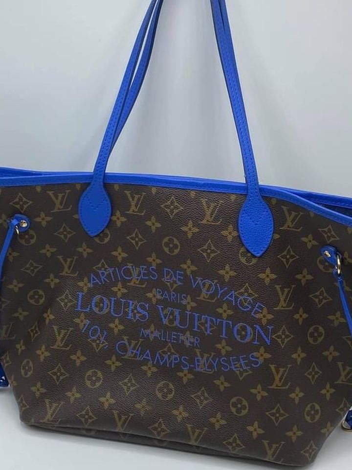 Louis Vuitton *Limited Edition* Neverfull MM Monogram IKAT Flower Blue Tote Bag