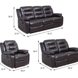 (New) 3PC Sofa Set （Recliner Loveseat & couch） 