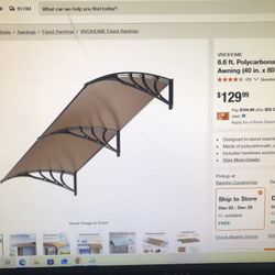 VIVOHOME Polycarbonates Window Door Fixed Awning (40inx80in)inBrown