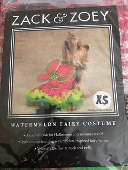 Zack & zoey watermelon fairy costume xs dog costume