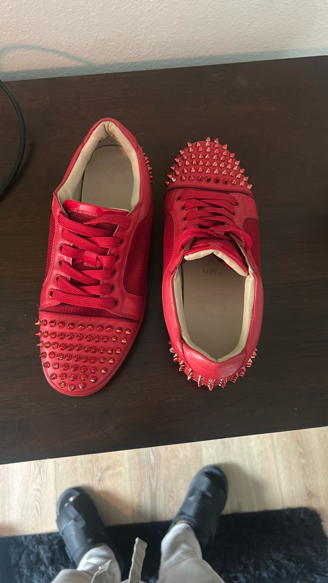 Christian Louboutin Sneakers Louis Junior Spikes Red On Red