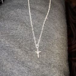 Solid Silver 925  Chain & Cross Set And 925 Scipture Ring  