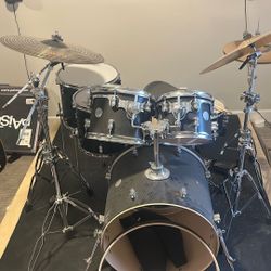 Drum Set and Extra Symbol Kit With Sound Proofing Material 