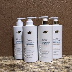2 Pairs - Dove Coconut & Hydration Shampoo and Conditioner