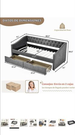 Twin Upholstered Daybed with Storage Drawers