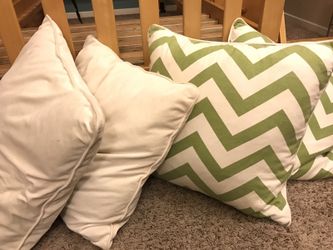 Green and white pillows