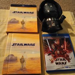 Star Wars The Complete Saga Oop BLU RAY COLLECTION + THE LAST JEDI BLU RAY + DARK VADER PLUSH DOLL NEW 