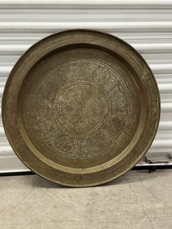 Vintage Chinese Dragon Design Brass Tray Plate.