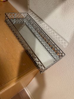 Silver mirror vanity tray