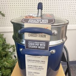 Cravings By Chrissy Teigen 6 Qt Nonstick Aluminum Stock Pot With Steamer Insert, New in Box