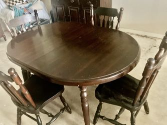 Solid Wood Kitchen Table w/ Matching Hutch