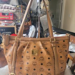 Authentic MCM Visetos Cognac Tote BAG-USED(PRE-LOVED)