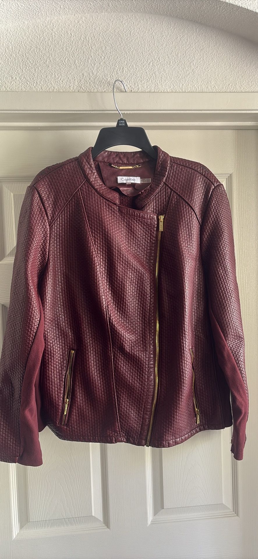 XL Calvin klein maroon leather Jacket
