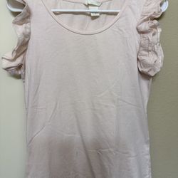 Used-H & M pink ruffle sleeve tee- size XS.
