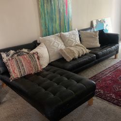 Black IKEA Leather Sofa 