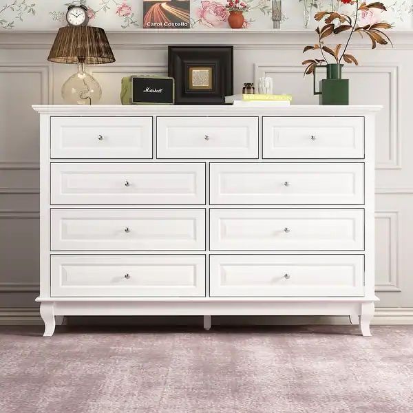 Modern 9-Drawer Dresser: Stylish Storage Solution in White