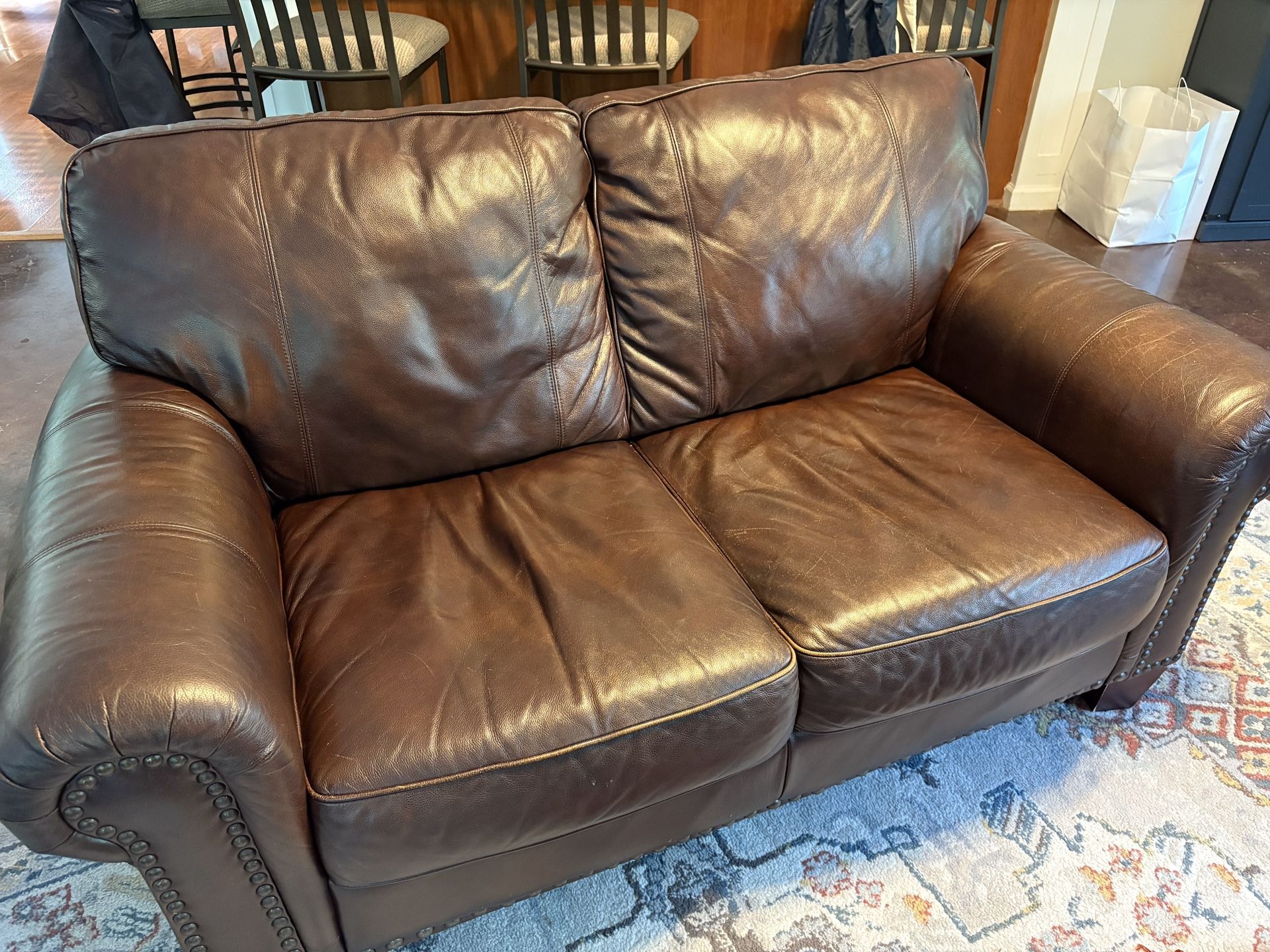 Leather loveseat