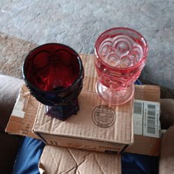 1 Ruby Red & 1 Pink Glass