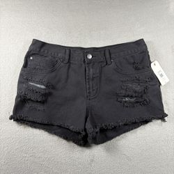 Billabong Drift Away Frayed Shorts Women’s 31 Black Distressed Denim NWT #1825