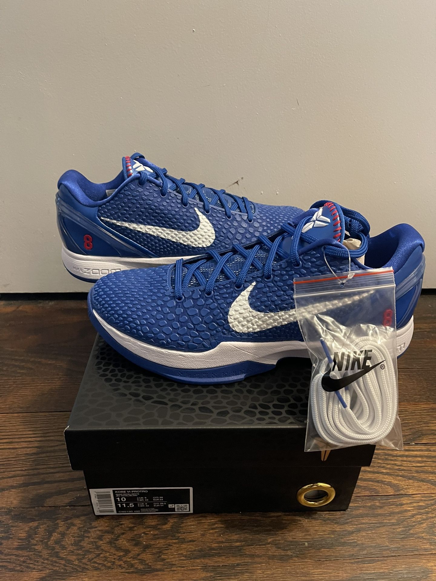 Size 10 Nike Kobe 6 Protro Dodgers Game Royal CW2190 400 IN HAND 
