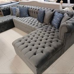 GREY, BLACK, BLUE VELVET SECTIONALS