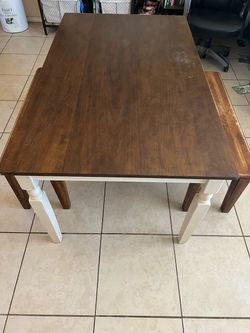 Wood Dining Table with White Legs