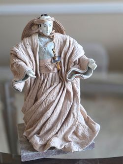 Vintage Japanese Samurai Doll with Paper Kimono. 11.5 Inches Tall