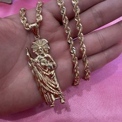 14k 5mm Rope Chain W Gold San Judas