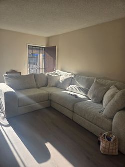 Large Gray Fabric Sectional Sofa