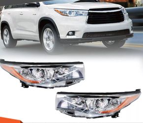 Pair Headlights Assembly 2014 2015 2016 Toyota Highlander Halogen Driver Passenger Side Headlamps