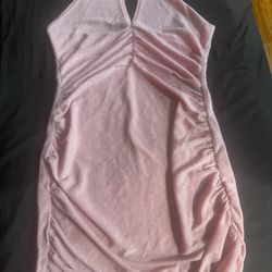 Pink Glittery Halter Top Dress Large