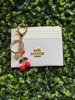 Coach card holder with cherry key chain
