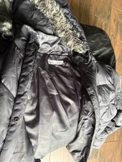 Larry Levine XL Snow Jacket Gray With 4 Pockets And Faux Fur Hood