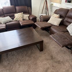 Double Recliner Couch Set 