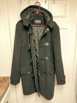 Men Tyson Wool Blend Leather Trimmed Toggle Coat