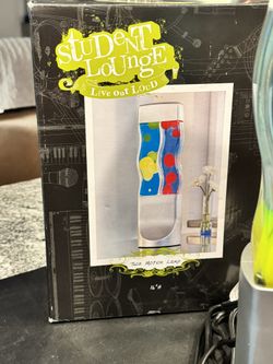 RARE Vintage Dual Lava Lamp Light Wavy Twin Yellow Red Silver Student Lounge