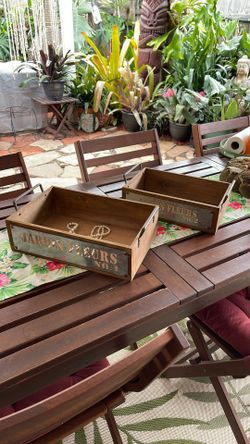 Set Rectangular Wooden Box. Laser Cut Metal