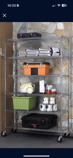 Alera Complete Wire Shelf Shelving Unit w/ Caster (aka wheels), 48" x 18" x 72" Chrome 800lbs Per Shelf