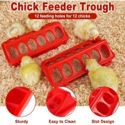 Chick Feeder and Waterer Kit, Plastic Baby Chicken Feeder and Waterer Set with Chick Perch
