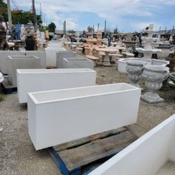 Concrete Large Rectangular Planters / Cement Backyard Patio Garden Planter Pots