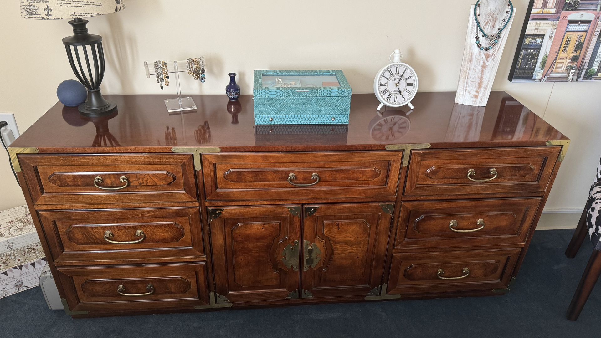 Rare Vintage Chinoiserie Mahogany Dresser