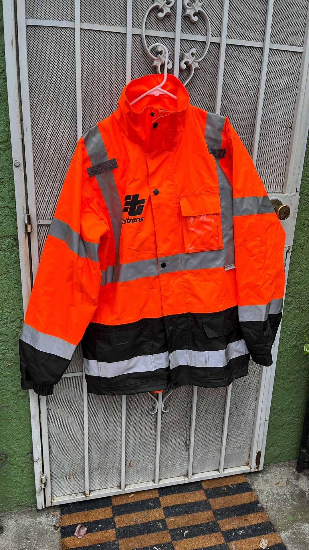 Large Reflective Orange Rain Jacket