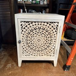 Boho Side Table White Washed Finish
