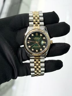 Authentic Rolex Datejust 36mm Two Tone Green diamond dial