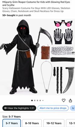 MGparty Kids Grim Reaper Halloween Costume Set