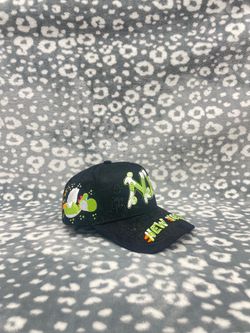 Black Baseball Cap with Green Graphic Embroidery